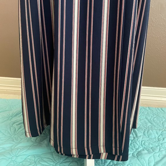 Navy Stripe Surplice Collar Long Sleeve Dress Overlay - Picture 11 of 11